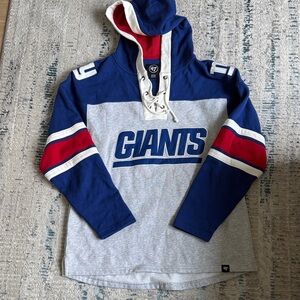 47 Giants Blue and Gray Hoodie with Red Accents